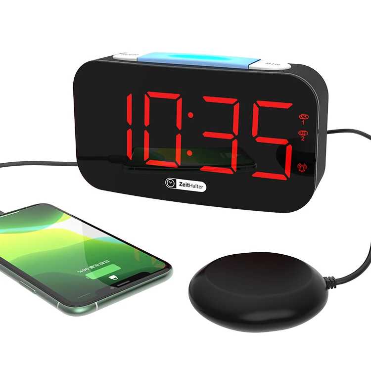 Electronic Shaker Alarm Clock Led Digital Clocks with USB Charging Night Light Vibrating Alarm Clock