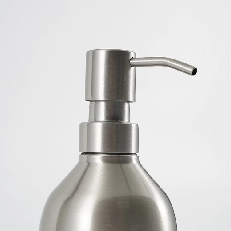Brushed over table cosmetic 700ml hand sanitiser metal lid stainless steel lotion bottle dispenser pump for hotel room