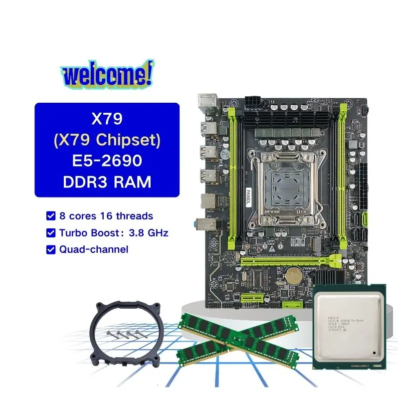 Various combinations available DDR3 Quad-channel Memory Mainboard with CPU Xeon E5 2690 combos Lga2011 x79 motherboard