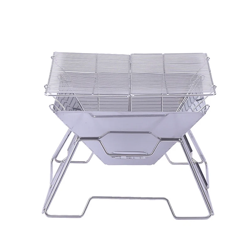 Factory direct sales portable wood burning heating furnace camping stainless steel bonfire rack barbecue furnace