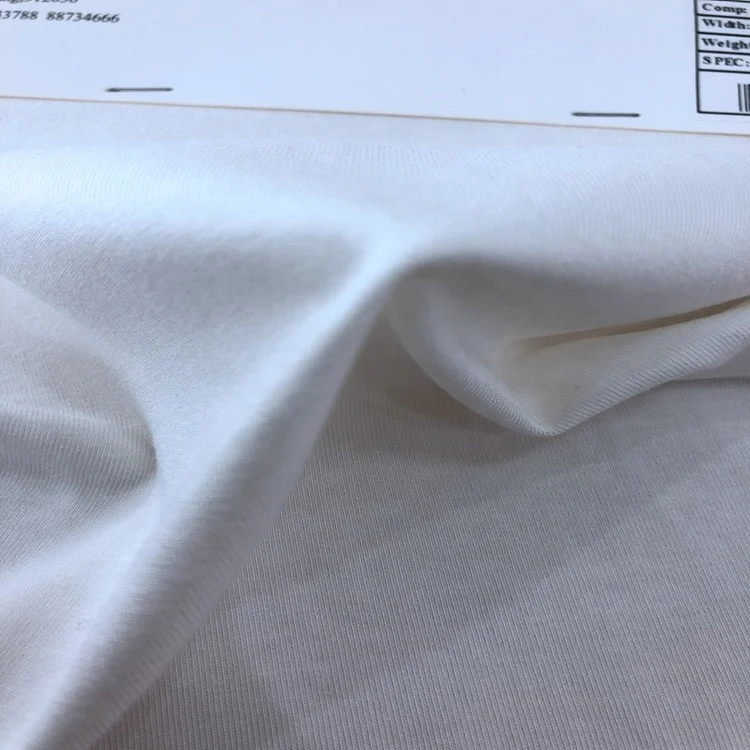 Wholesale breathable fiber jersey white cotton spandex organic bamboo fabric