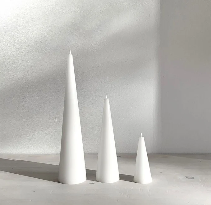 
Fashion Cone Candle Black Trio Column Wax Wedding Banquet Art Candle 