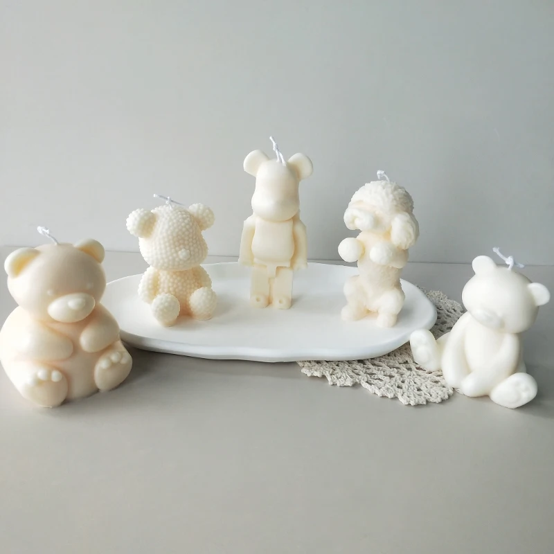 J520 Wholesale Luxury Birthday Gifts Candle for Kids Teens Adults DIY Soy Wax Unique Cute Bear Shaped Candle With Gift Box