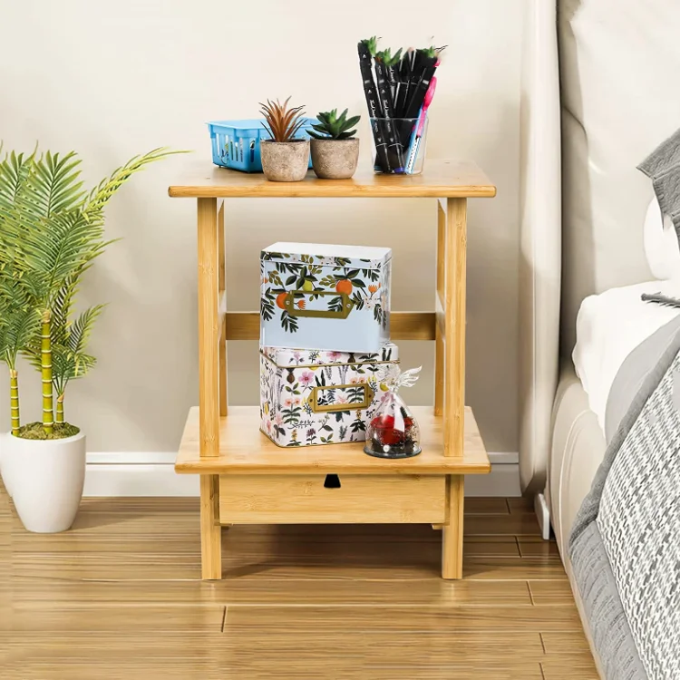 QUAWE Luxury Side Table for Living Room Simple Mini Corner Table for Bedroom Small Apartment Coffee Bedside Table