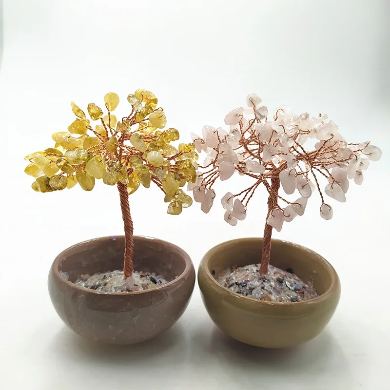 
Wholesale Gemstone amethyst Healing Trees yellow crystal tree 