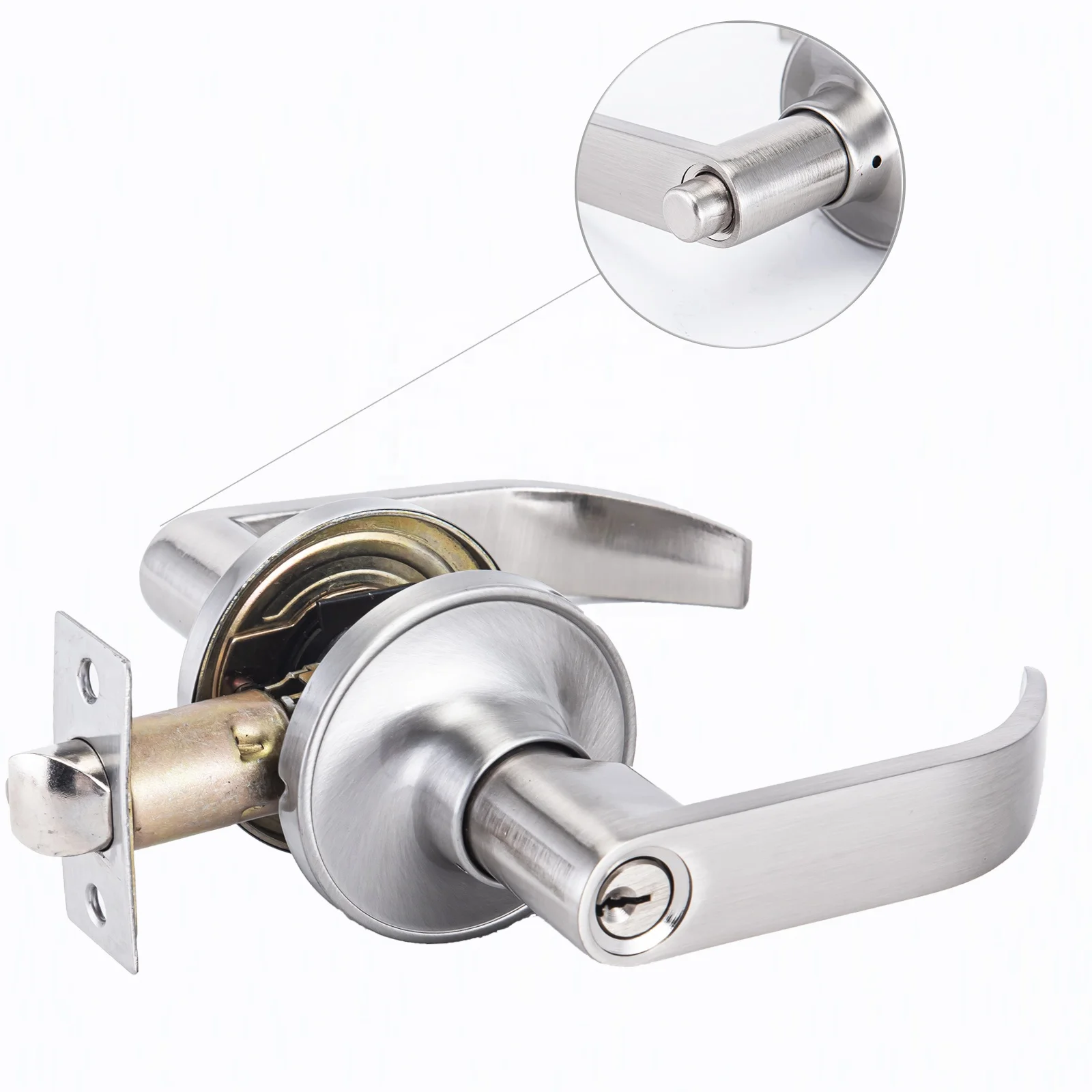 New Arrival Push-button Leverset Entrance Door Handle Interior Lever Lock Door Tubular Lock Handle Bedroom Door Handle Lock