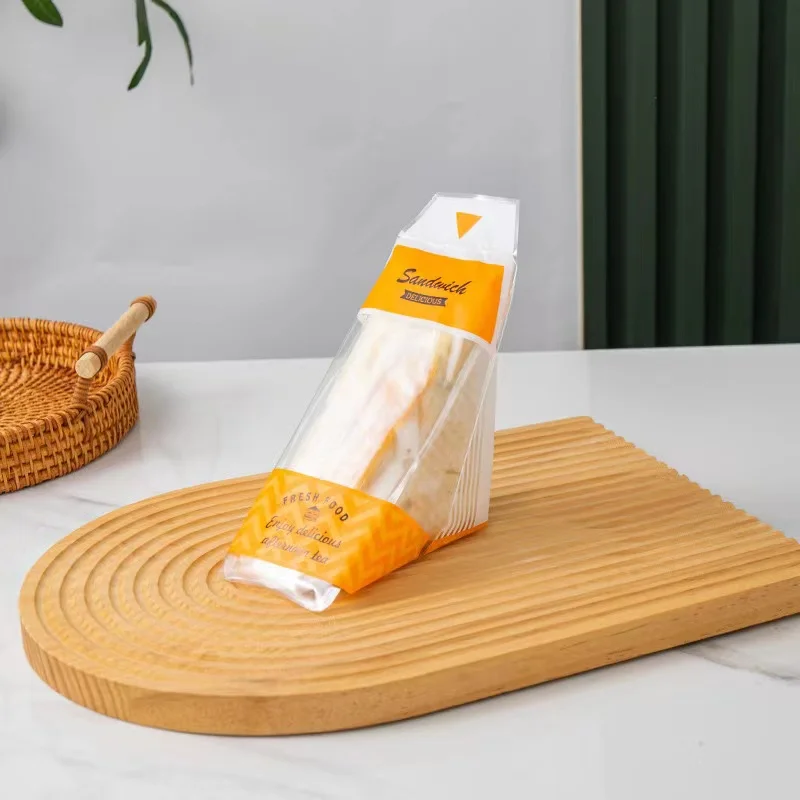 Disposable Triangle Plastic Sandwich Bags Easy Tear Triangular Bento Wrappers Bag Onigiri Sandwich Packaging Bags