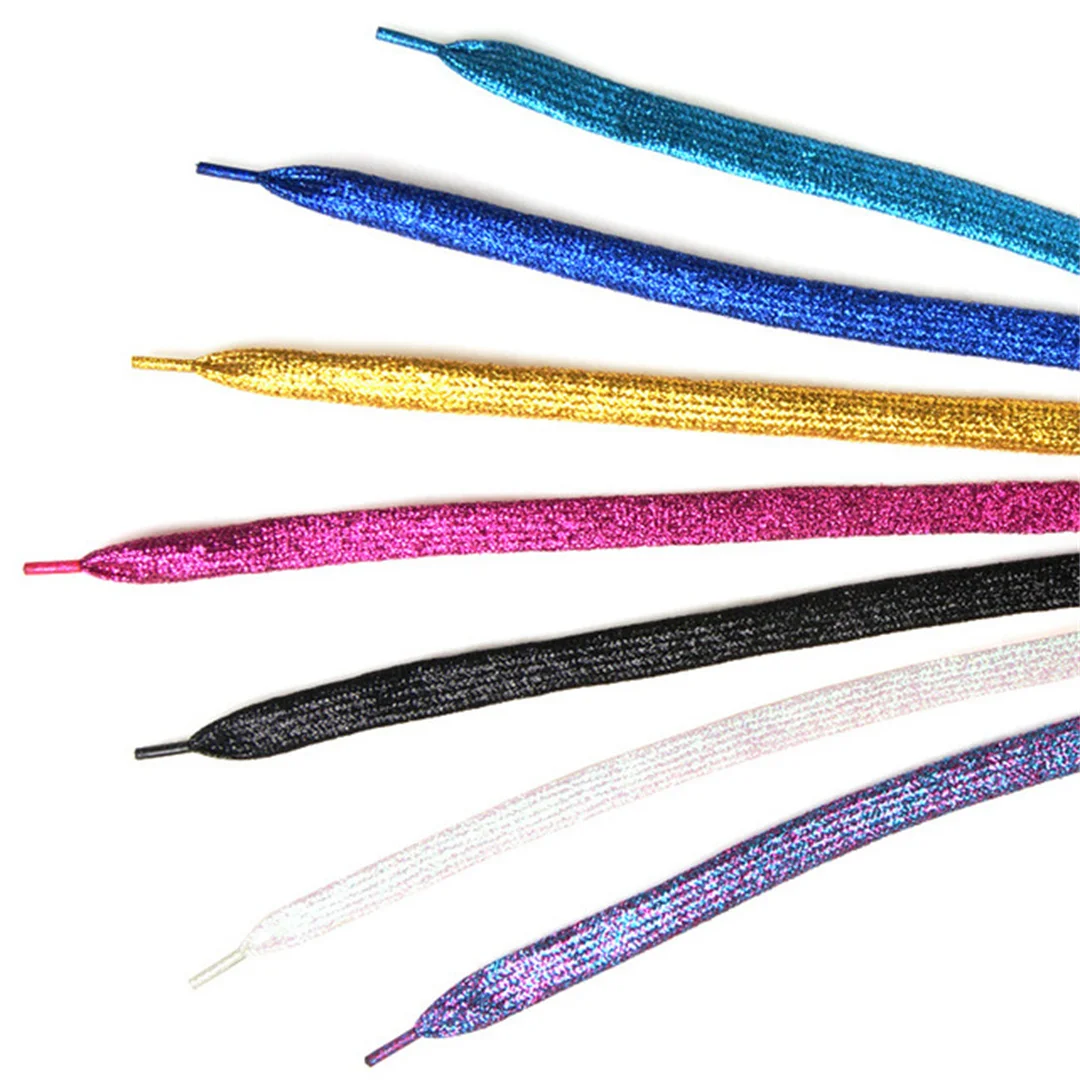 12mm hoodie string wide silver flat shoe laces Symphony shoelaces golden laces with glitter wide flat laces