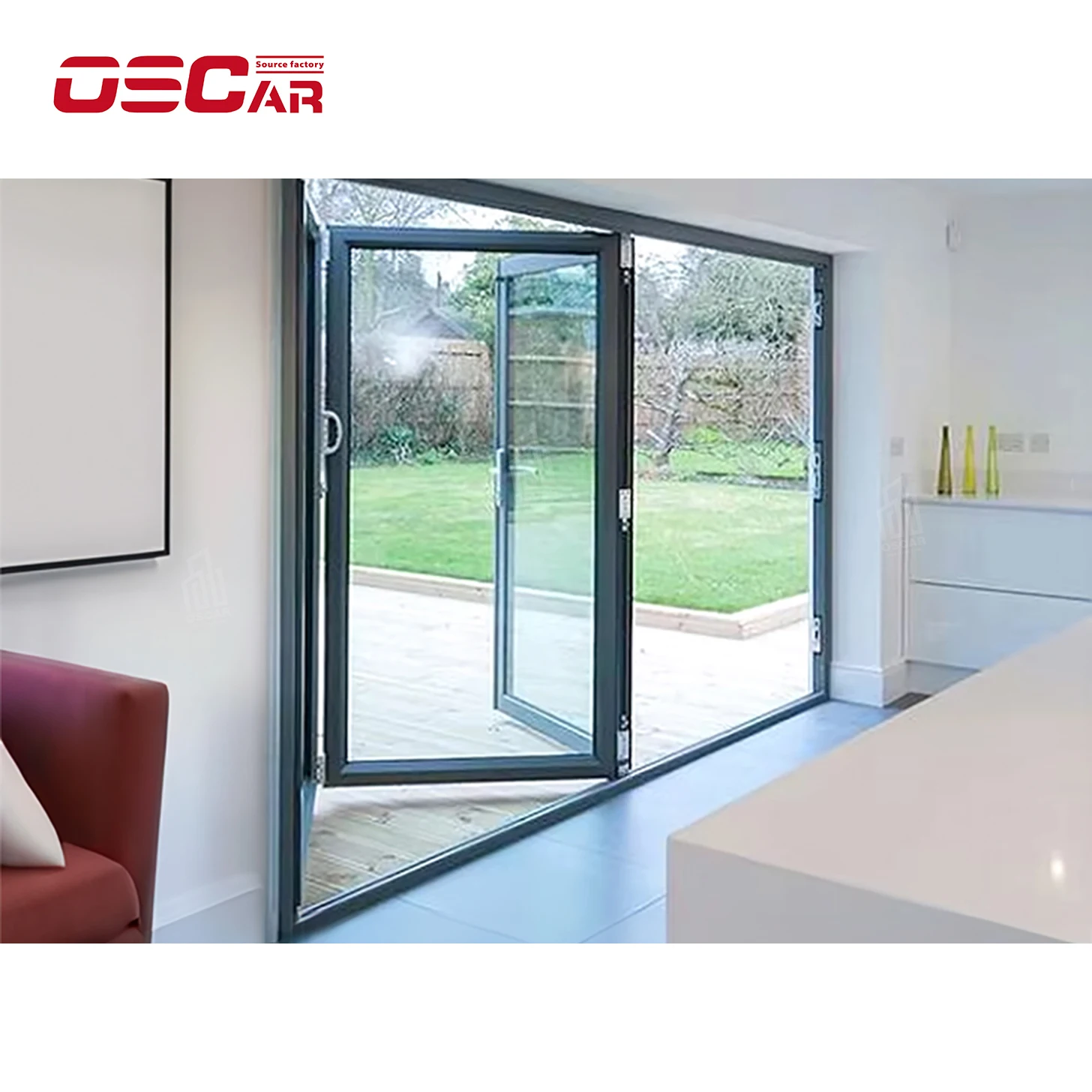 Oscaracso House Exterior Thermal Break Aluminium Profiles Glass Pocket Sliding floding Door Heavy Duty Patio Sliding Doors