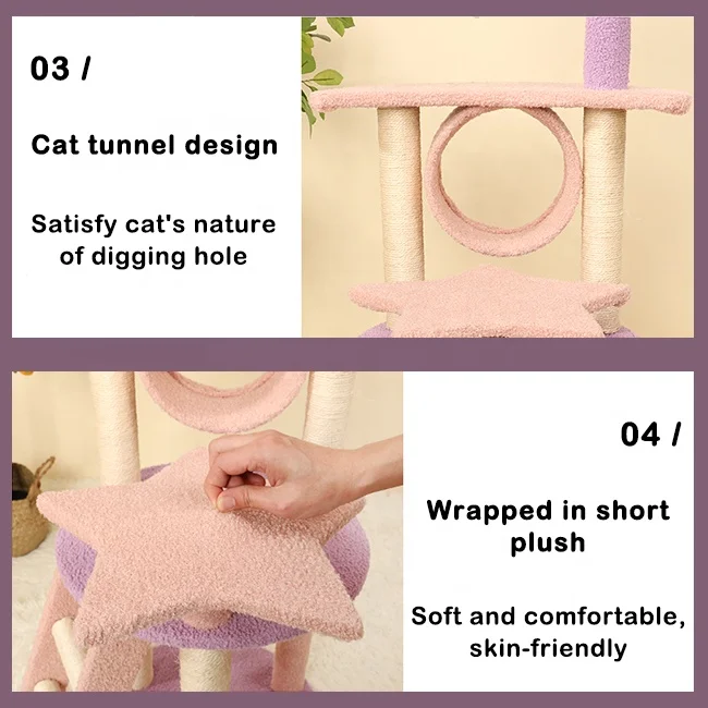 Multi-level Cats Perched Kitten Activity Play House Furniture Tree Sisal Scratching Posts Luxury Cat Tree House For Large Cats