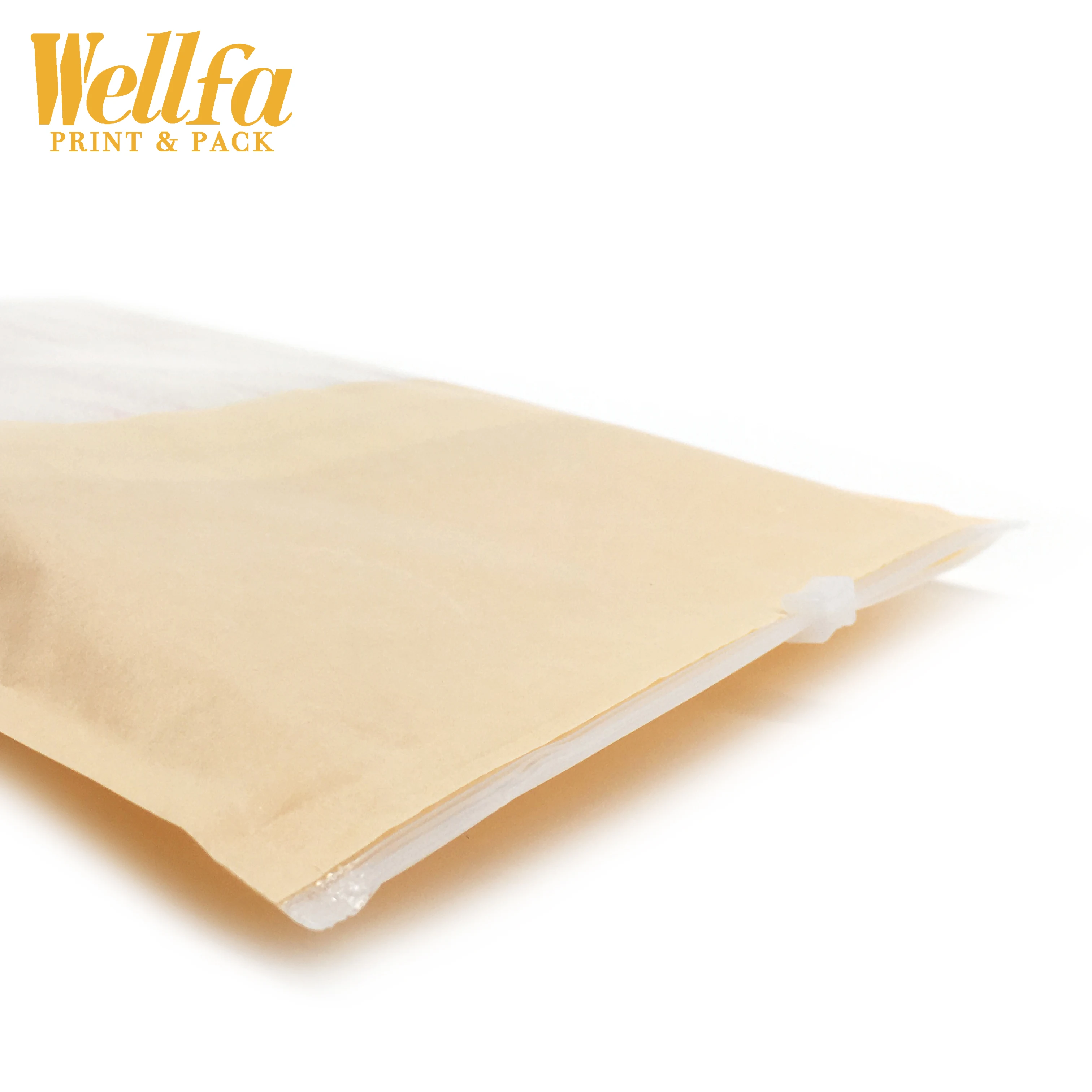 Factory Custom Printing Plastic Kraft Paper Clothing Frosted Zip Log Bag With Glossy Window