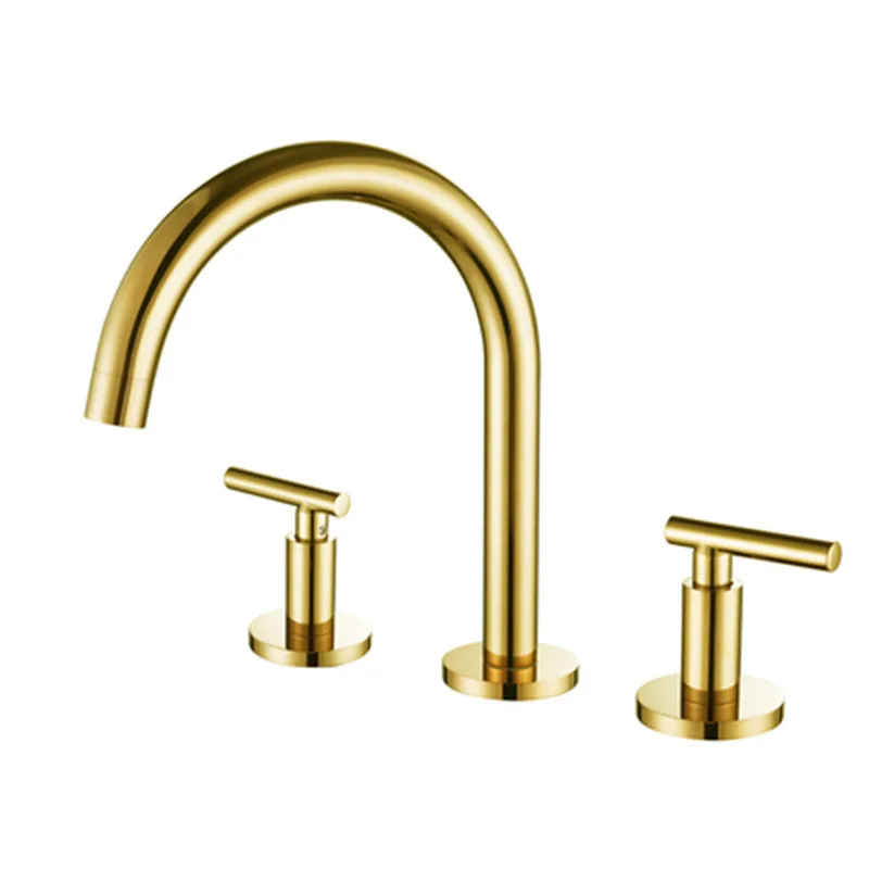 Lusa Modern Design European All-Copper Three-Hole Set Dual Control Hot Cold Split Double Switch Basin Faucet