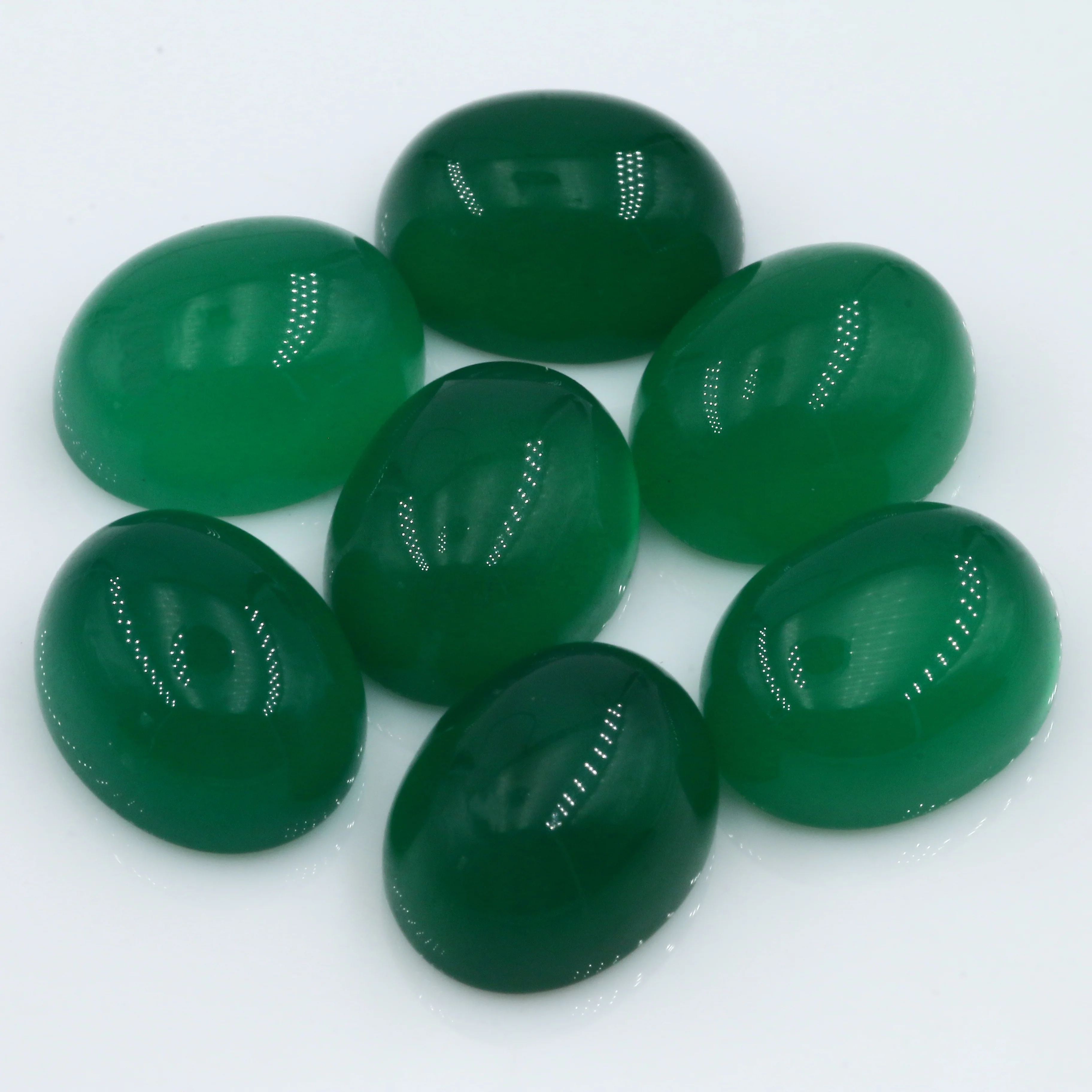 HanYu Wholesale Green Agate Natural Gemstone Good Quality Oval Shape Agate Cabochon For Jewelry Making