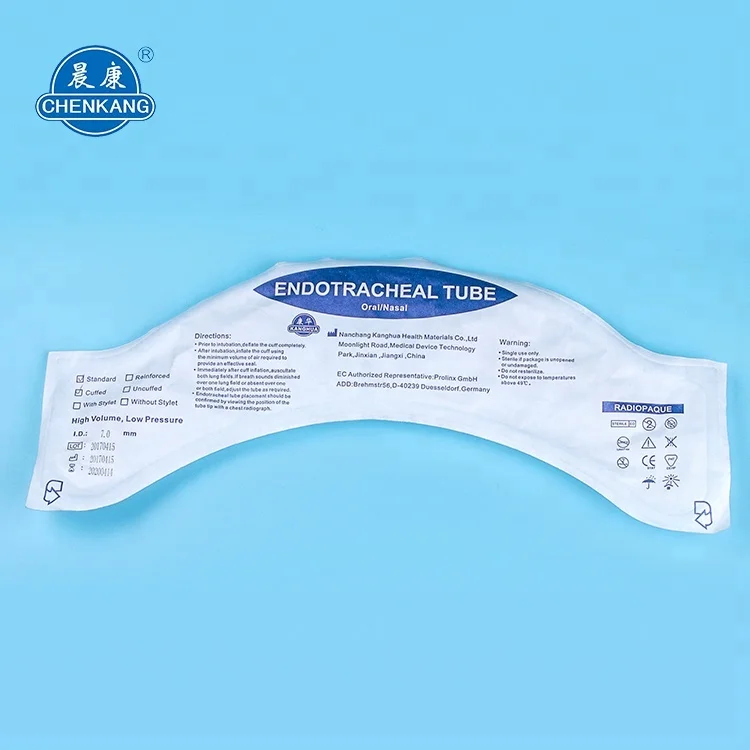 Chenkang Medical Consumables Reinforced Cuffed Oral / Nasal ET Endotracheal Tube 4.0