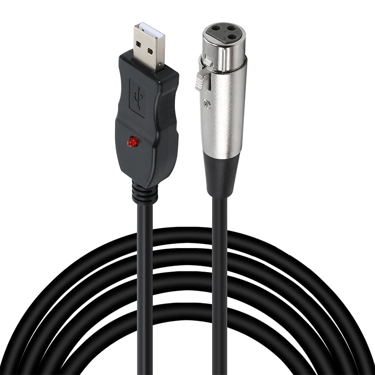 USB Microphone Cable, 3 Pin USB Male to XLR Female Mic Link Converter Cable Studio Audio Cable Connector Cords Adapter