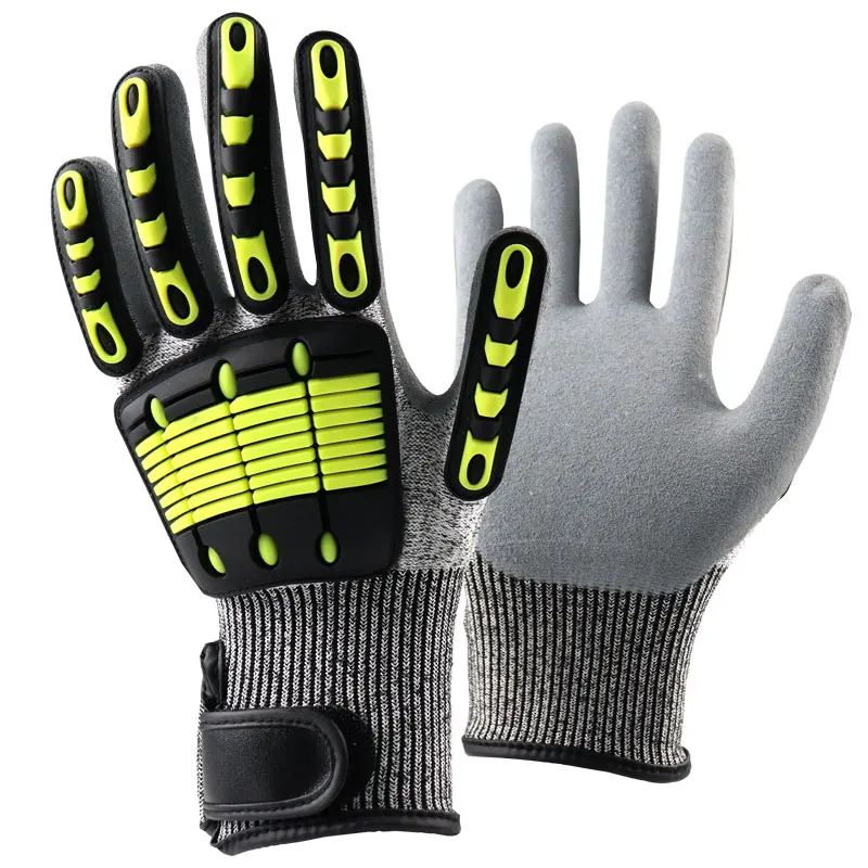 SONICE Winter Nitrile Black Men Protective Hppe Resistant Tpr Work Impact Anti Cut Safety Hand Gloves