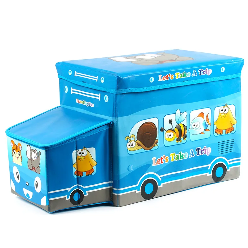 Colorful Leather Foldable Kids Animal Car Storage Ottoman Stool For The Bedroom