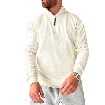 OEM High Quality Custom Zip Up Sweatshirt No Hooded Breathable Fleece Pure Cotton Half Zip Oversized Men Sweatshirt