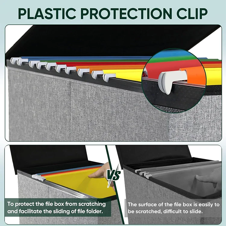 Hot Sale Large Capacity Reusable Polyester Hemp Document Storage Box Multifunctional Folding Office File Organizer with Lid