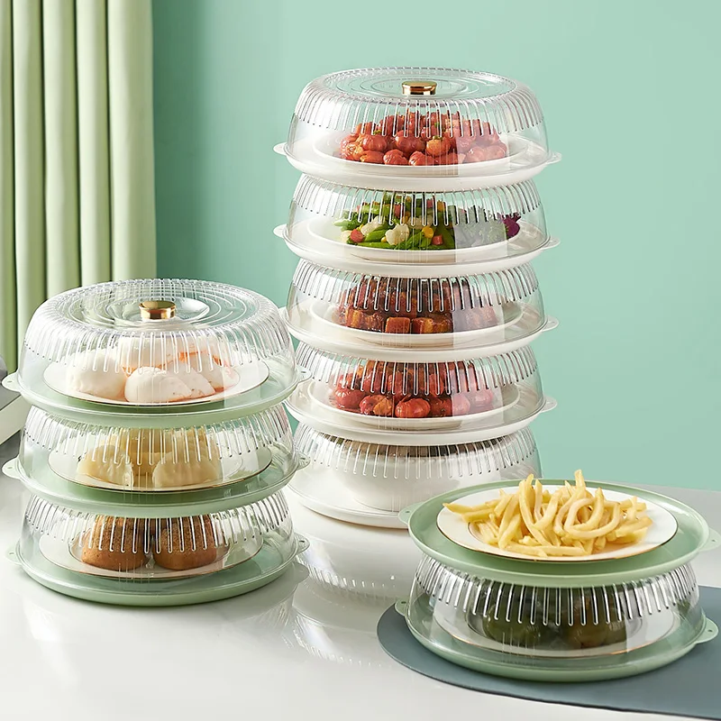 New Design Table Food Cover Plate Dust Proof Insulation Round Food Cover Multi-layer Clear Plastic Vegetable Cover