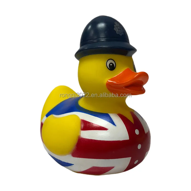10CM England Rubber Duck Police With British Flag Union Jack Duck Souvenir