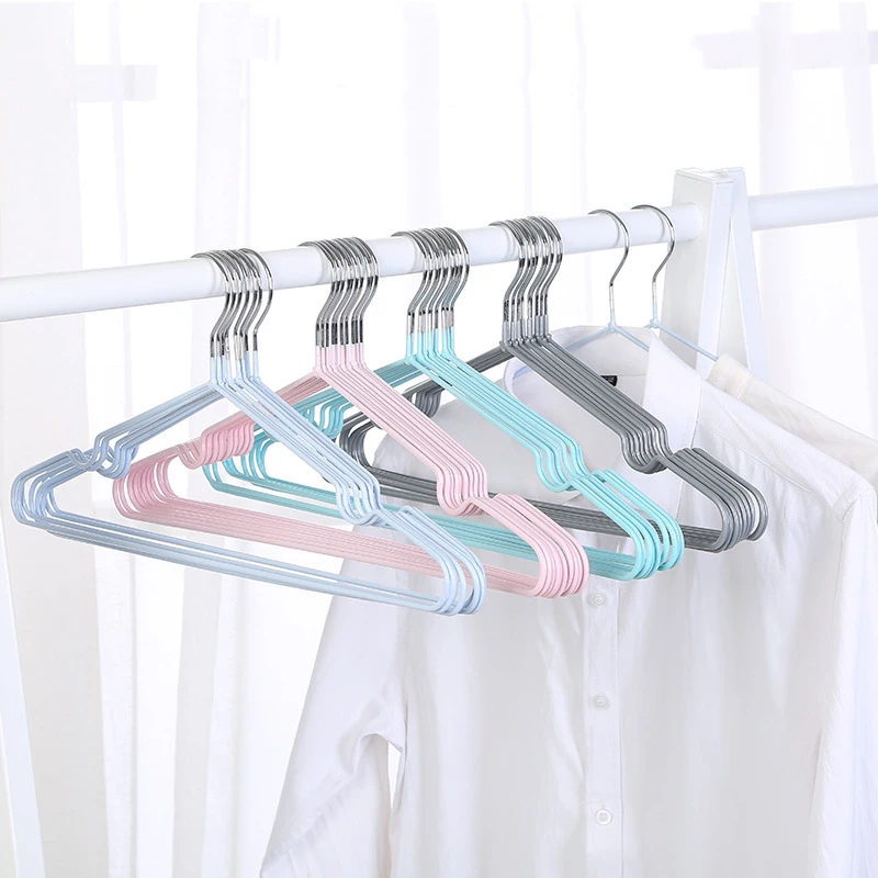 Wholesale plain seamless cheap metal wire hanger non-slip metal clothes hanger