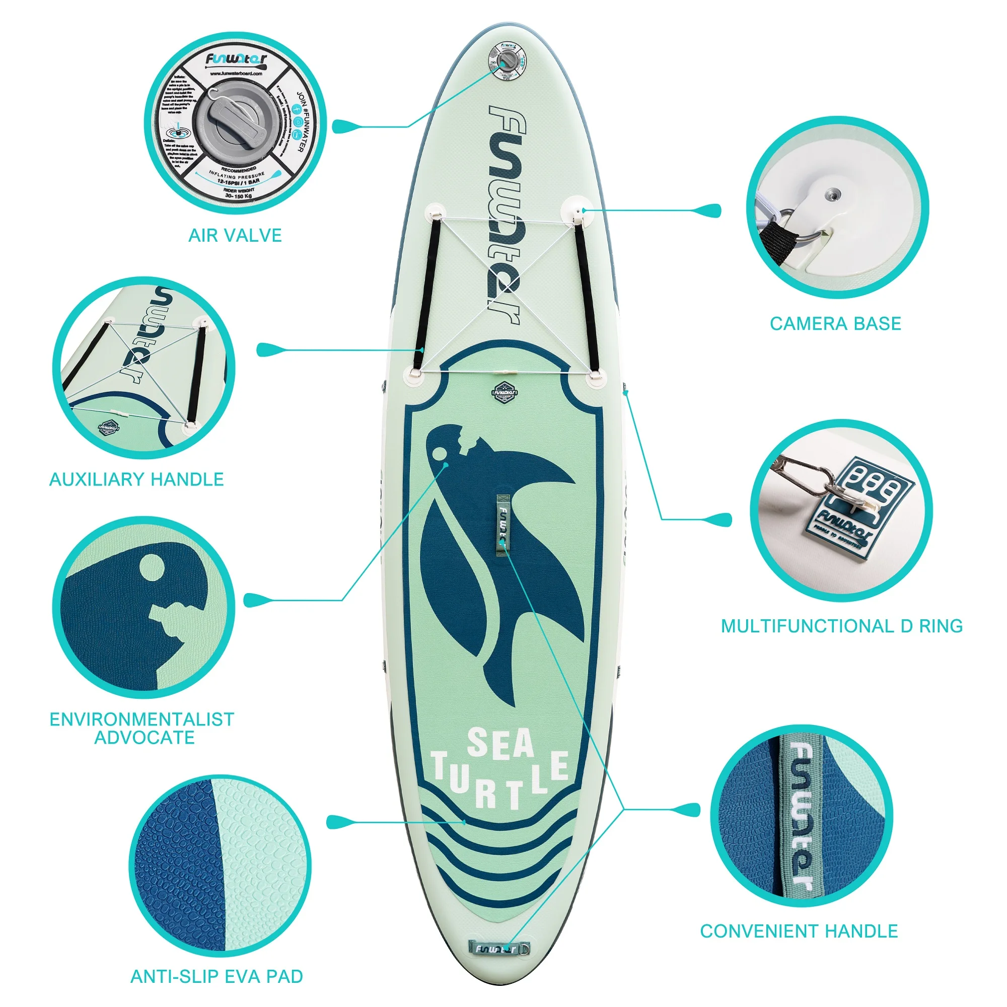 FUNWATER Dropshipping OEM inflatable paddle board sup paddles supboard koi inflatable sup paddleboard gonflable