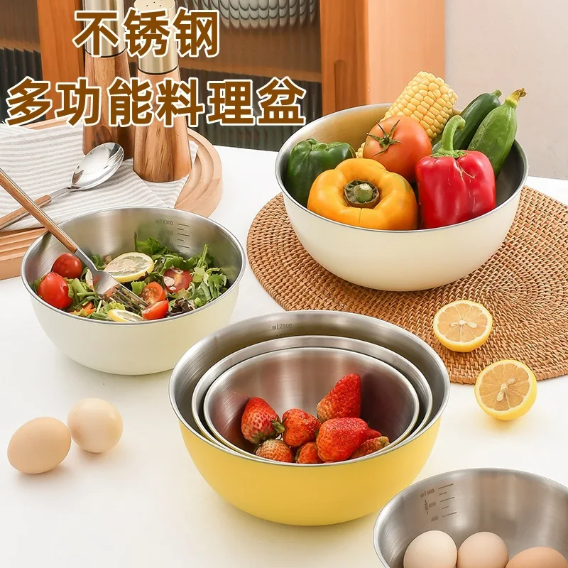 Stainless Steel Mixing Bowls Set, Deep Nesting Salad Bowls Set, Home, Refrigerator and Kitchen Food Storage Organizers