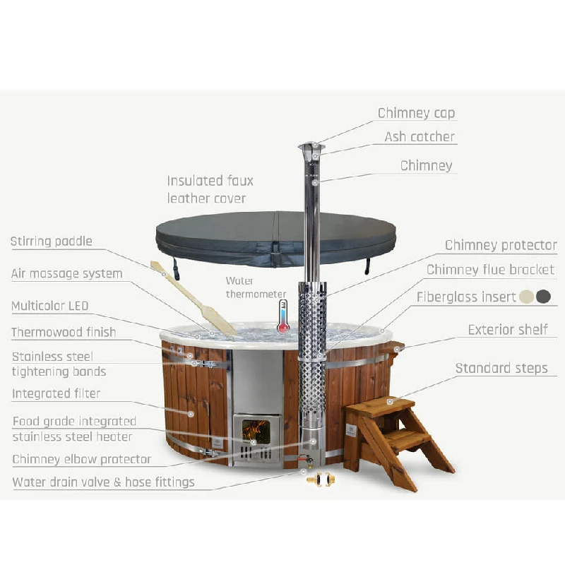 Outdoor Family spa wood burning hot tub Wood Fired Pool Wooden Hot Tub