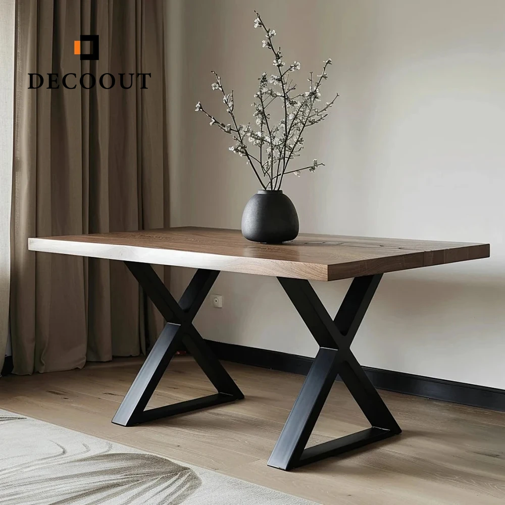 Decoout Wholesale Custom Made Modern Walnut Wood Slab Table for Restaurant Live Edge Wood Dining Table