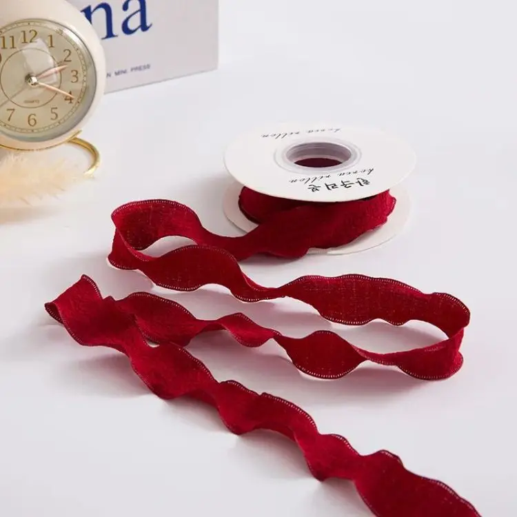 2.5cm lotus lace pleated flower ribbon diy cake bouquet flower fishtail yarn packaging flax wavy lace weave