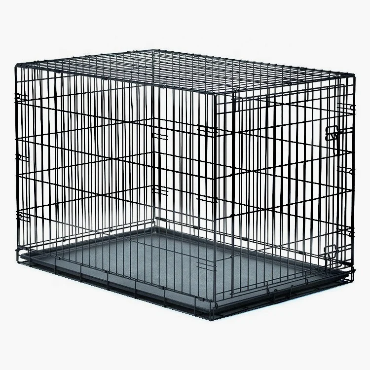 Stainless Steel Kennel Pet Cage for XXL Medium Dogs Travel Metal Double-Door Folding Indoor Outdoor Puppy Playpen with Divider