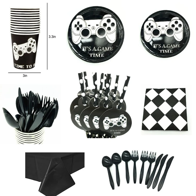 Пользовательские личности видео игры тематические партии одноразовые посуда наборы для ухода за кожей салфетки
