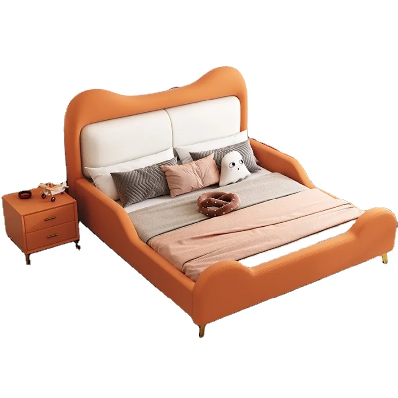 Modern Children bear design bed kids lovely single kids beds bedroom furniture solid wood frame child bed with storage cabinet