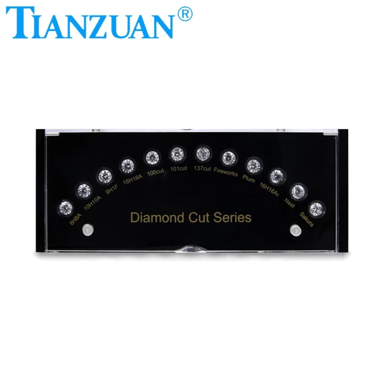 White Cubic Zirconia Diamond Cutting faceted CZ master set black box