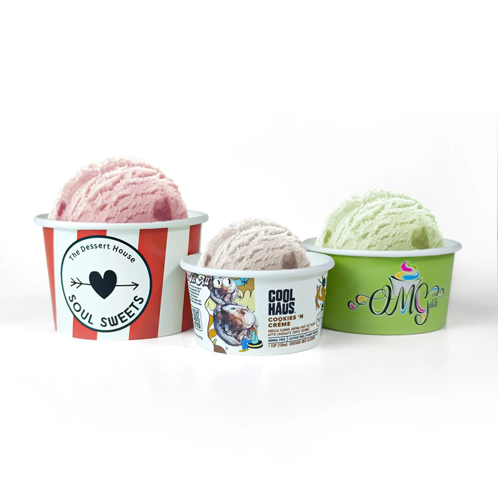 3 4 6 8 12 16 oz 120 150ml customized ice cream bowl ice cream cup packaging with lid small ice cream cup