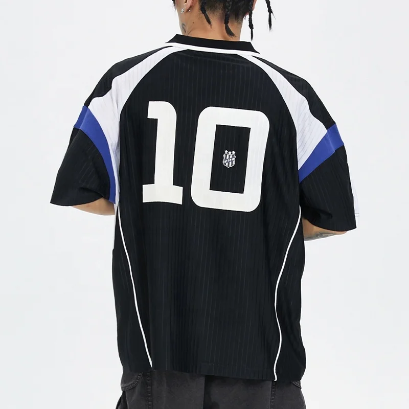 Custom Retro Polo Shirt Quick Dry Breathable Cooling Patchwork Color Contrast Ball American Fashion Short-Sleeved Casual Letter