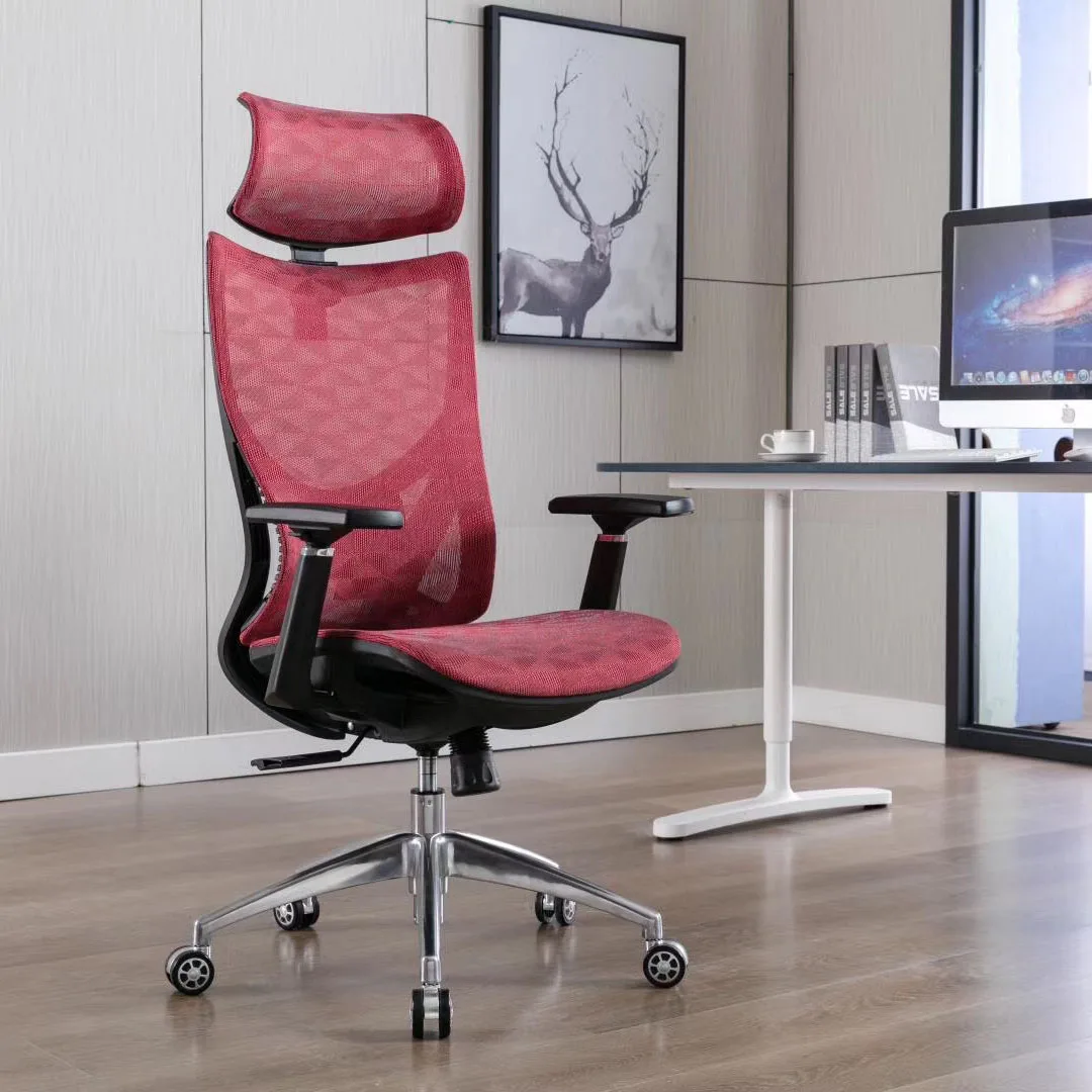 Professional Ergonomic Breathable Red Mesh back Chair Rocking Mesh Computer Chair Office Desk Chairs in Stock