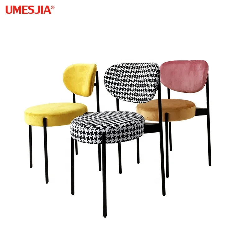 Modern Home Furniture Restaurant Furniture Velvet Fabric 430 collection Iron chair Dining hall Chair
