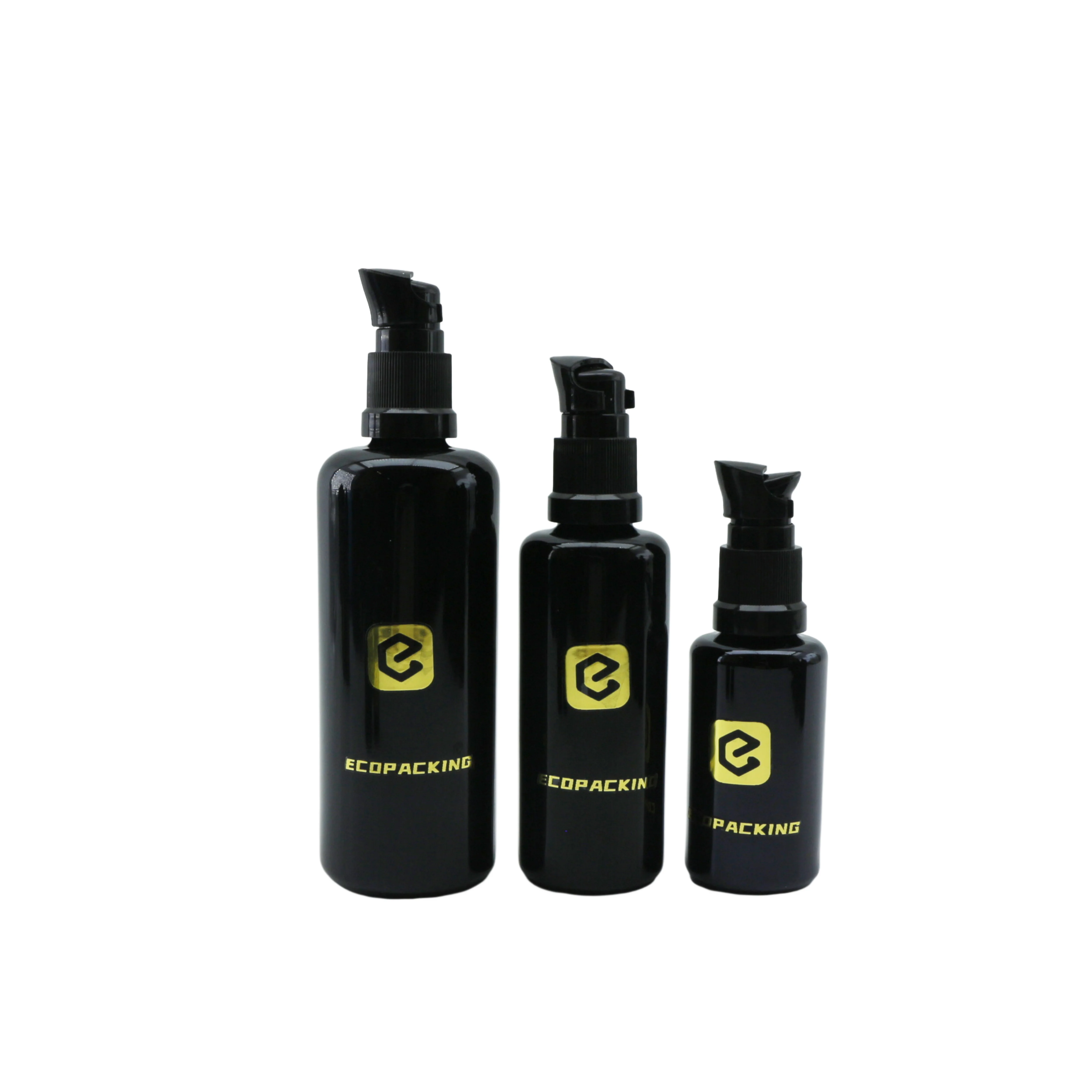 Cosmetic 5ml 10ml 15ml 20ml 30ml 50ml 100ml 200ml uv black glass dropper essential oil bottles glass spray pump bottle