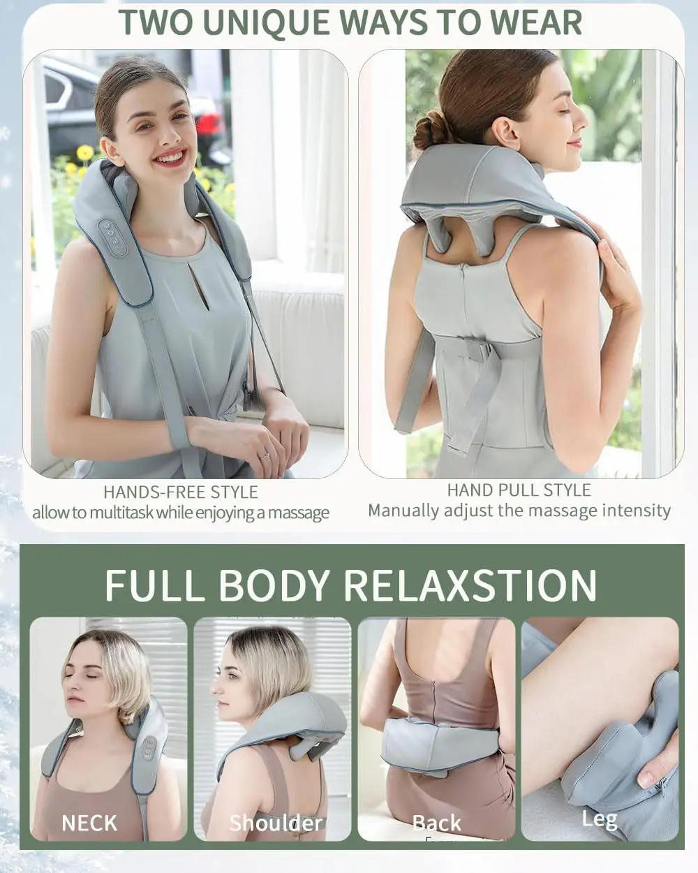 5D Pinch Neck Shoulder & Back Massager with Heating for Leg Waist & Head Relaxation Application
