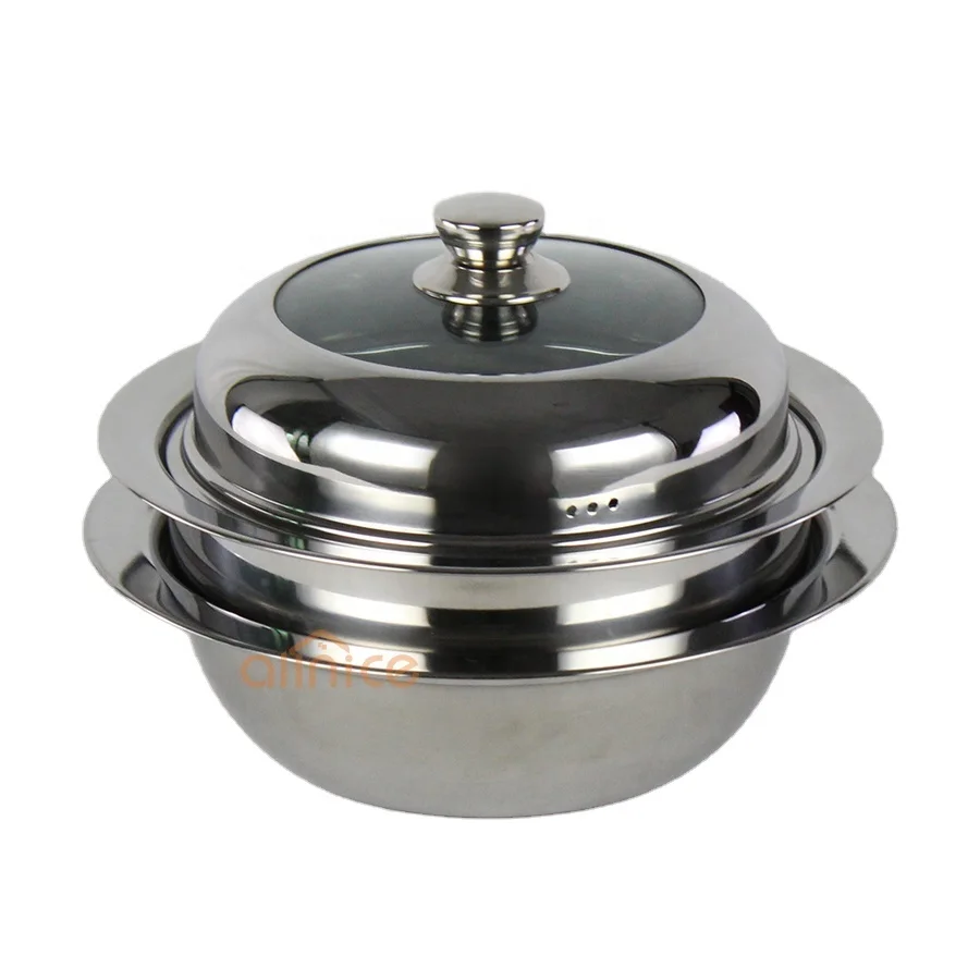ss201 Glass stainless lid two-ply optima japanese stainless steel food steamer pot