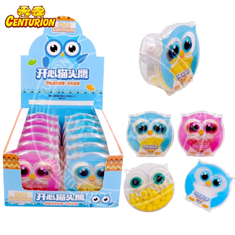 Halal Happy Cartoon Owl Eyes Shaped Jelly And Jelly Bean Gummy