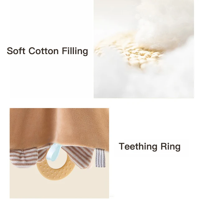 Wholesale lovely new design rabbit deer lion teether plush toy soft doll baby toy stuffed plush toy animal