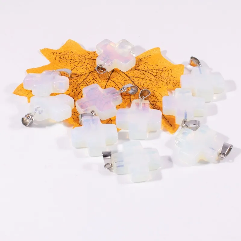 Natural crystal bracelet earrings accessories Natural crystal healing stones gemstone necklace cross pendant