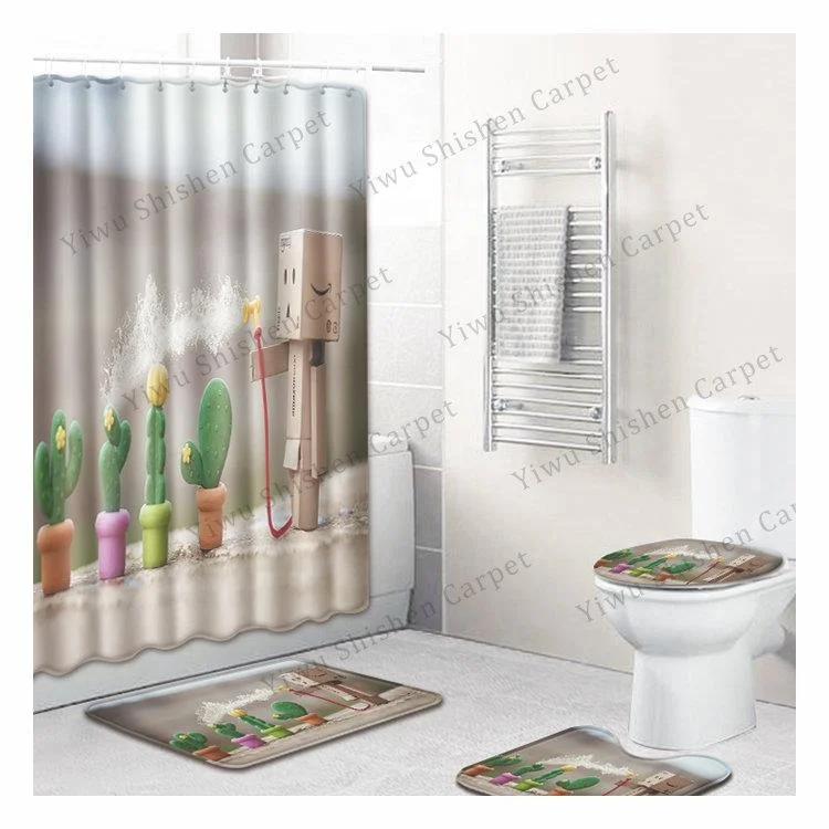 New product absorbent Flannel bath room Toilet rug mat set 4 pieces bath rug set bath mat