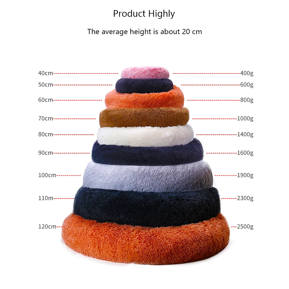 2023 high quality Soft Plush Warm Round Plush Fluffy Donut Pet Beds Cushion Sofa Cat Dog Bed