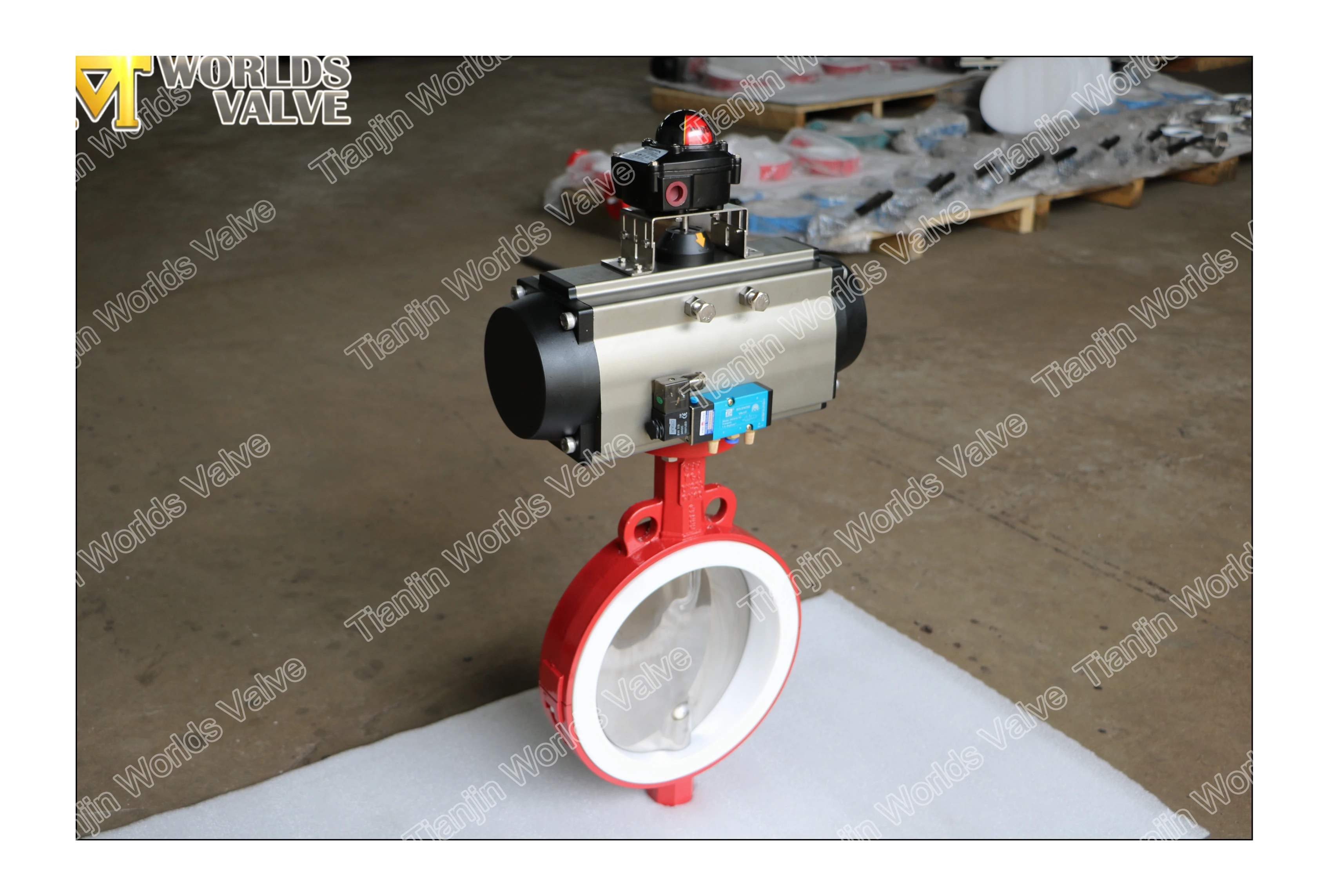 china supplier reliable performance large size pneumatic wafer type butterfly valve