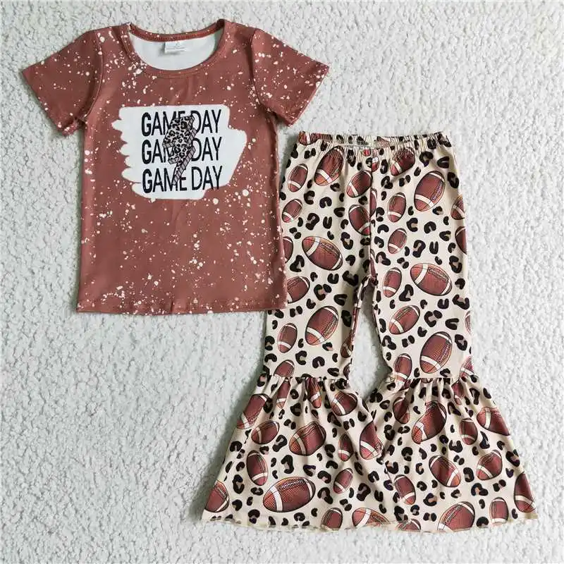 GSPO0216 Girls GAME DAY Leopard Rugby Short Sleeves sets