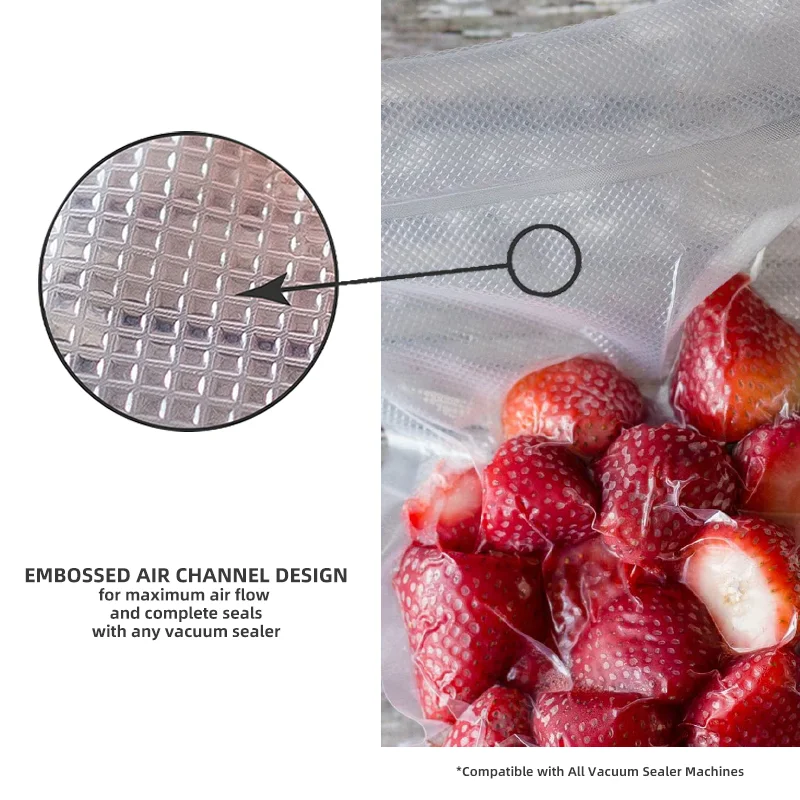 Custom Logo Laminated Transparent Plastic Pre-cut Vacuum Seal Bags For Food Packaging